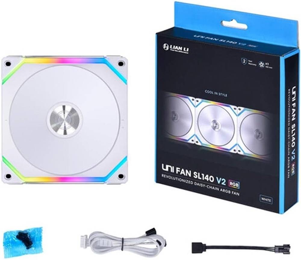 Lian li UNI Fan SL140 V2 ARGB Case Fan, Single Pack, White | UF-SL140V2-1W - Desert Games