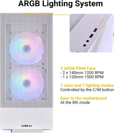 Lian Li Lancool 205 Mesh Airflow ATX PC Case, White | G99.OE764W.00 - Desert Games