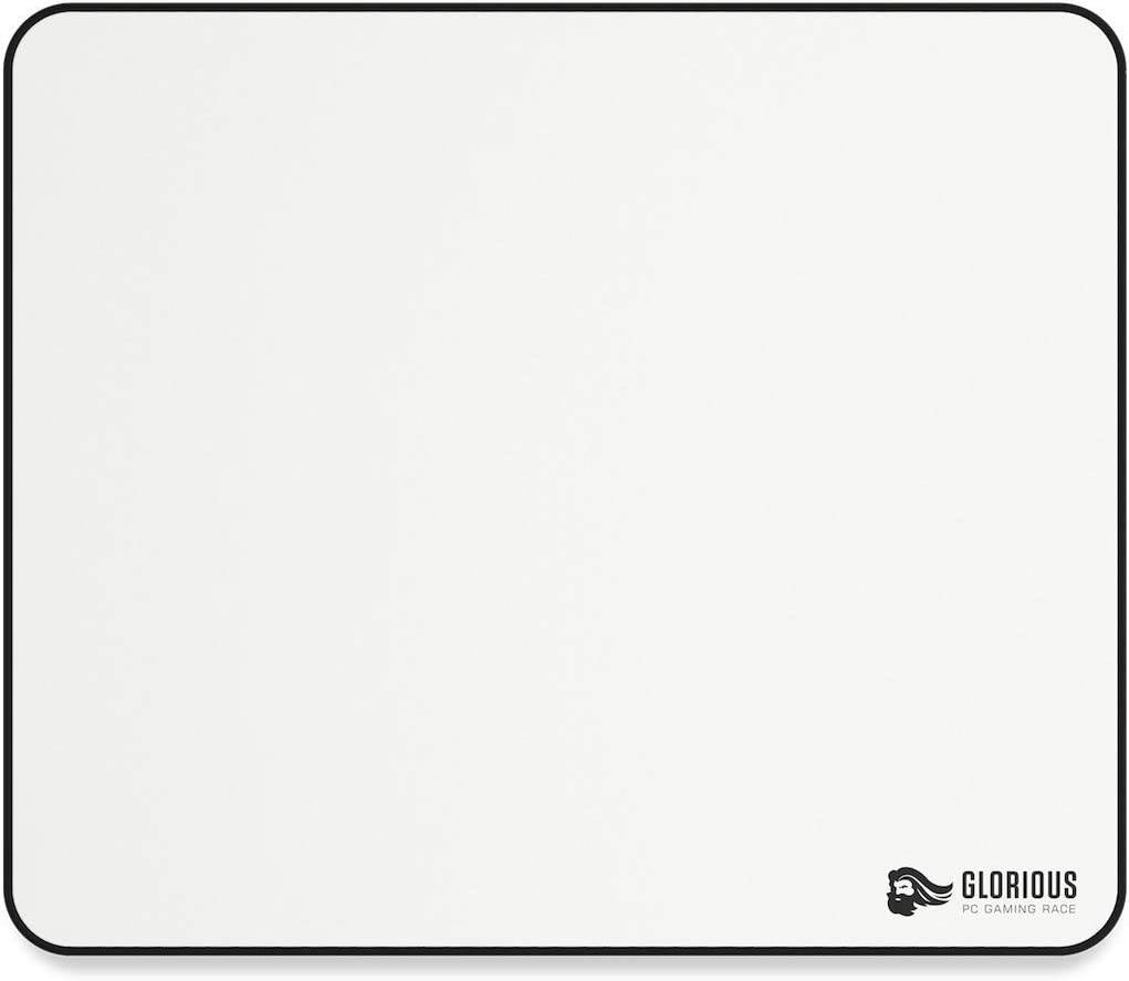 Glorious Large Gaming Mouse Pad, 11"x13" Size, For Desk / Rubber Base / Computer, With Stitched Edges, White | GW-L - Desert Games