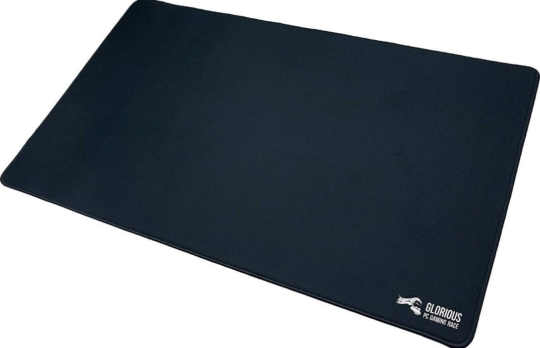 Glorious G-P Extended Gaming Mouse Pad/Mat, Long Black Cloth, Mousepad, Stitched Edges, 14x24 | G-P - Desert Games