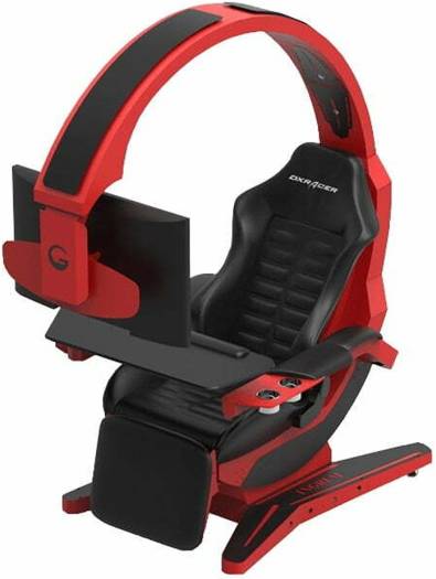 Dxracer-INGREM Gaming Pod, Supports Up to 49" Monitor, (Black Red) - Desert Games