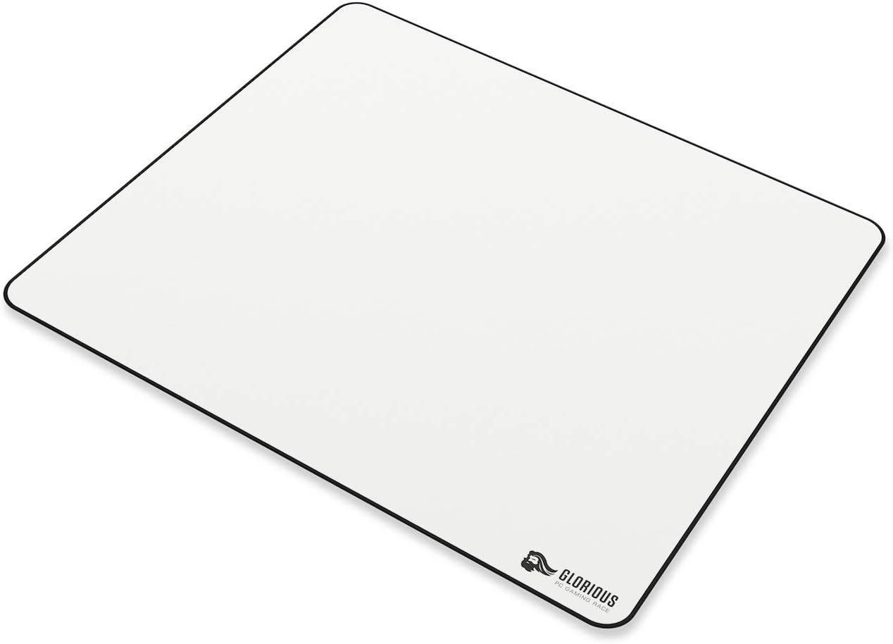 Glorious Large Gaming Mouse Pad/Mat, 16"x18" Size, For Desk / Rubber Base / Computer, With Stitched Edges, White | GW-XL - Desert Games