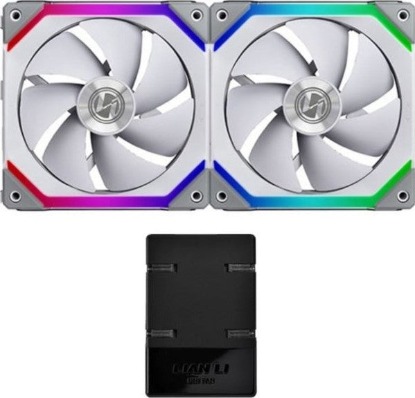 Lian Li UNI FAN SL140 Digital Addressable RGB 140 Fan with Controller, Twin Pack - White | G99.14UF2W.00 - Desert Games