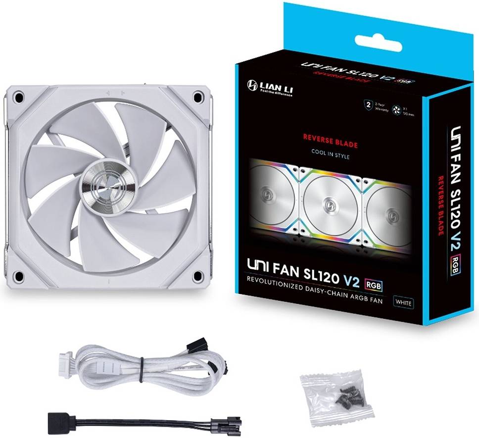 Lian Li Uni Fan SL V2 Reverse Blade aRGB Case Fan, Single Pack, White | G99.12RSLV21W.00 - Desert Games