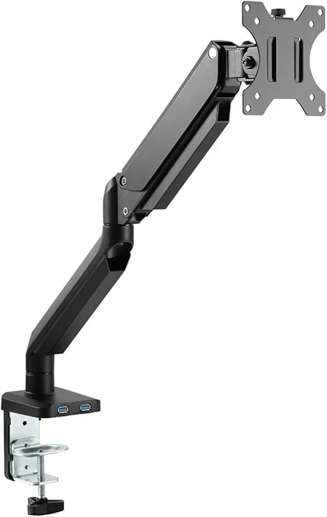 Twisted Minds 17"-32" Single Monitor Desk Mount - Adjustable Die-Cast Aluminum Gas Spring With USB 3.0- VESA/C-Clamp/Grommet/Cable Management - Desert Games