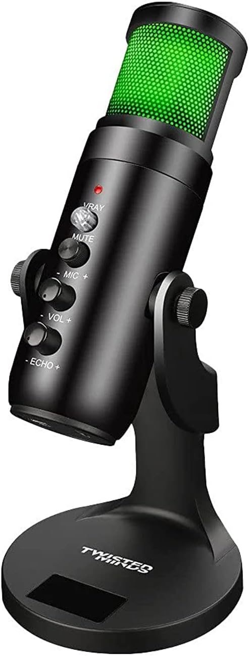 Twisted Minds W105 – Rgb Usb Condenser Microphone For Pc, Ps4, Ps5 And Mac, Mute Button, Reverberation & Lighting AdJustment, Cardioid Polar Pattern, Great For Gaming, Streaming & Podcasts - Desert Games