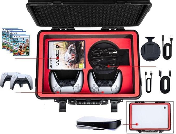 Twisted Minds PS5 Carrying Case - Hard Shell Travel Case Compatible with PlayStation 5 Console, Controllers, Games and Accessories – Waterproof & Protective - Customizable Foam Interior - Desert Games