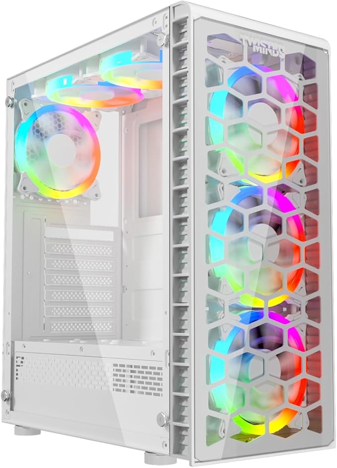Twisted Minds Killstreak ATX Mid Tower Gaming Computer Case for PC, Front & Rear 12CM ARGB fans with Dust Filter, USB 3.0, Type C - Sync with Motherboard, Tempered Glass Side Panel - Desert Games