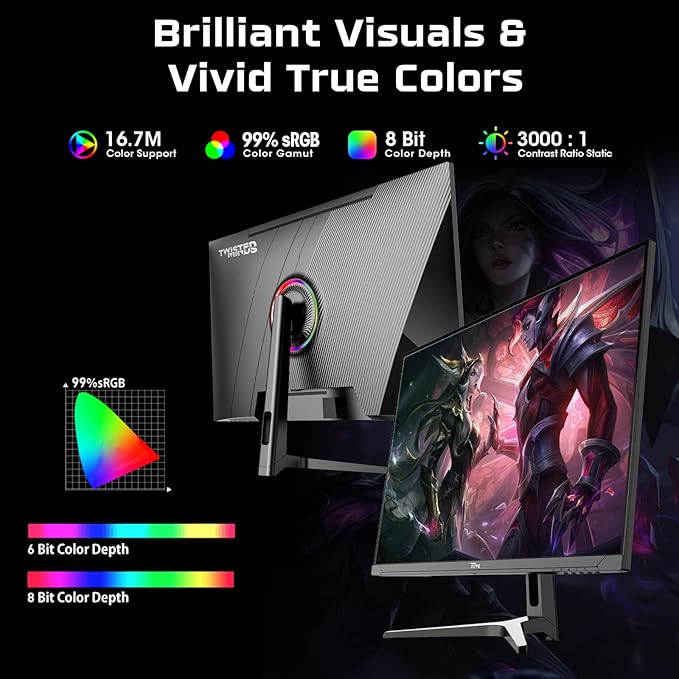 TWISTED MINDS TM32QHD240VA Supreme Series, Flat 31.5 Inch, 2560 x 1440p FHD VA Panel, 240Hz Refresh Rate, 0.5ms Response Time, HDR Black Gaming Monitor, 2.1 HDM - Desert Games