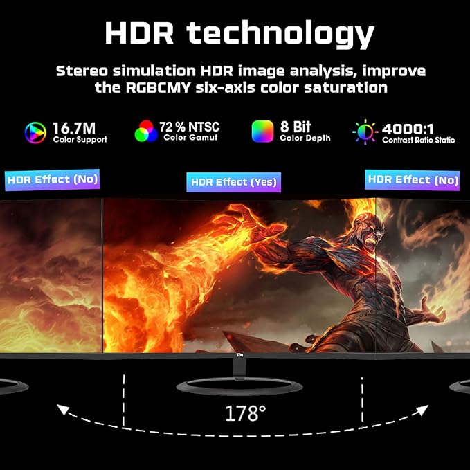 TWISTED MINDS TM32CFHD180VA Eclipse Series, Curved 31.5 Inch,1920x1080p FHD VA Panel, 180Hz Refresh Rate,1ms Response Time, MPRT, Black Gaming Monito - Desert Games