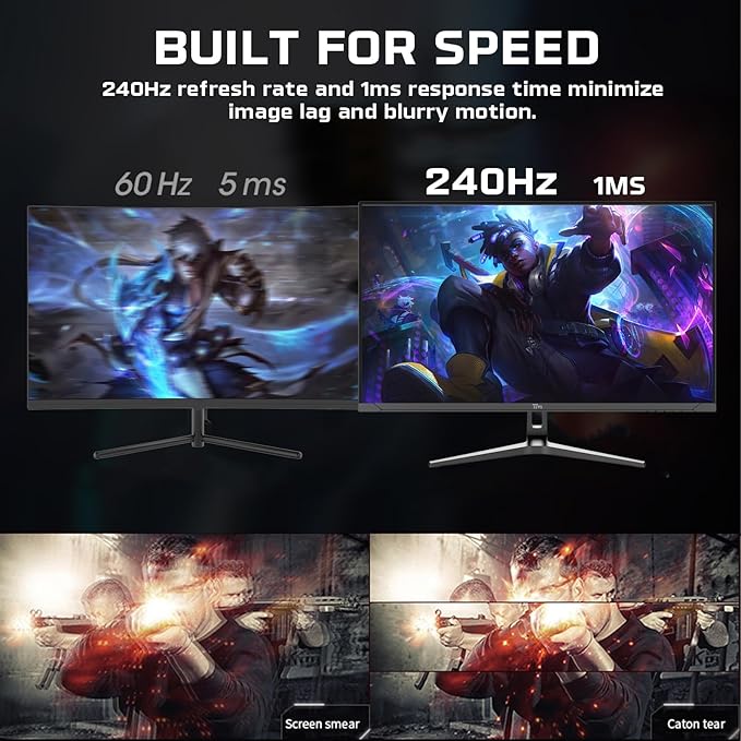 TWISTED MINDS TM32FHD240VA Supreme Series, FLAT 31.5 inch, 1920x1080p FHD VA Panel, 240Hz Refresh Rate,1ms Response Time, Adjustable Stand, HDMI 2.1, HDR Black Gaming Monitor - Desert Games
