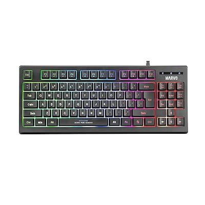MARVO K607-EN Gaming Keyboard, Multimedia, USB 2.0, Full Anti-ghosting, Ergonomic Compact Design, 3 Colour LED Backlit with Adjustable Brightness, Black - Desert Games