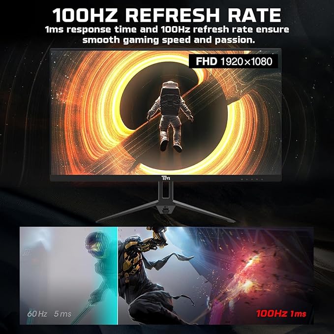 Twisted Minds 27 Inch Display Fast IPS Gaming Monitor - 1920 x 1080 FHD Resolution, 100 Hz Refresh Rate, 16:9 Aspect Ratio, 1 ms Response Time - Black (TM27FHD100IPS) - Desert Games