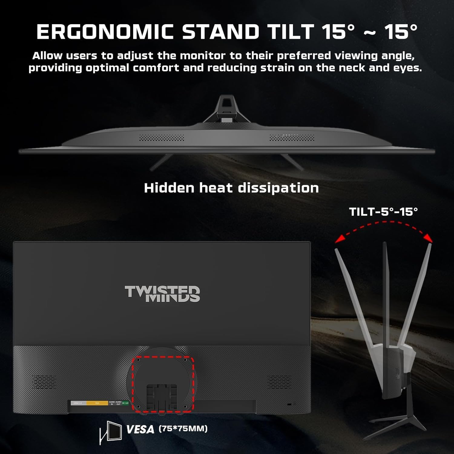 Twisted Minds 24 Inch Display Fast IPS Gaming Monitor - 1920 x 1080 FHD Resolution, 100 Hz Refresh Rate, 16:9 Aspect Ratio, 1 ms Response Time - Black (TM24FHD100IPS) - Desert Games