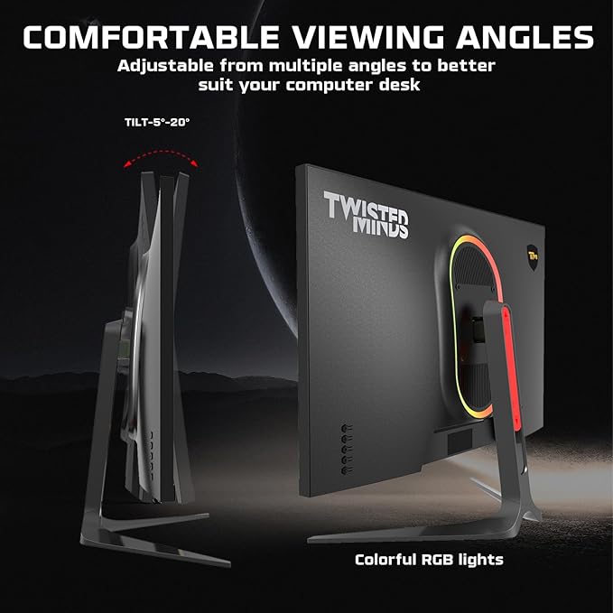 TWISTED MINDS TM27QHD180IPS Blaze Series, Flat 27 inch, 2560x1440p QHD IPS Panel, 180Hz, 0.5MS Response Time, HDR Black Gaming Monitor, HDMI 2.1 - Desert Games