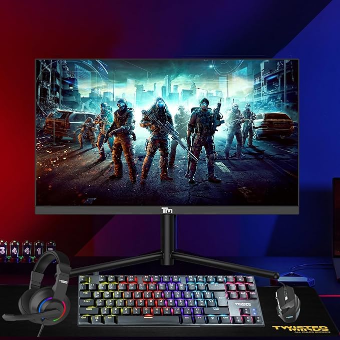 Twisted Minds 4-in-1 Gaming Bundle – TM-FUSION-X - 87-Key Wired Mechanical Keyboard, 4-Level DPI Adjustable Mouse, Rainbow Static LED Headset, Large 35.3x25in Mouse Pad – Ergonomic Design for PC Gamer - Desert Games