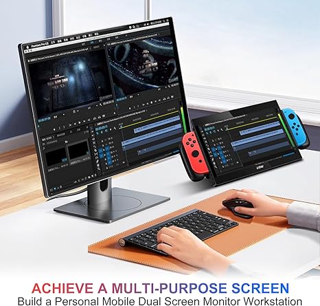 G-STORY 10.1‘’ Portable Monitor for Switch, 1080P Portable Gaming Monitor IPS Screen with USB Type-C - Desert Games