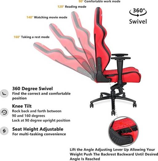Anda Seat AD4XL-05-RB-PV Spirit King Series Gaming Chair - Red & Black - Desert Games