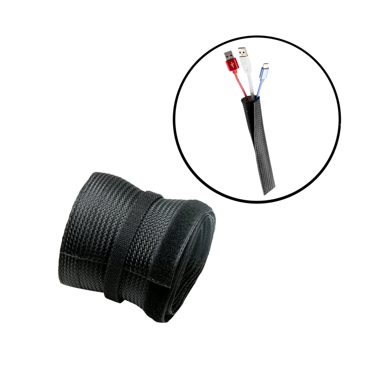 GAMEON GO-5374 Flexible Cable Wrap Sleeve with Hook and Loop Fastener (85mm/3.3" Width) - Black - Desert Games