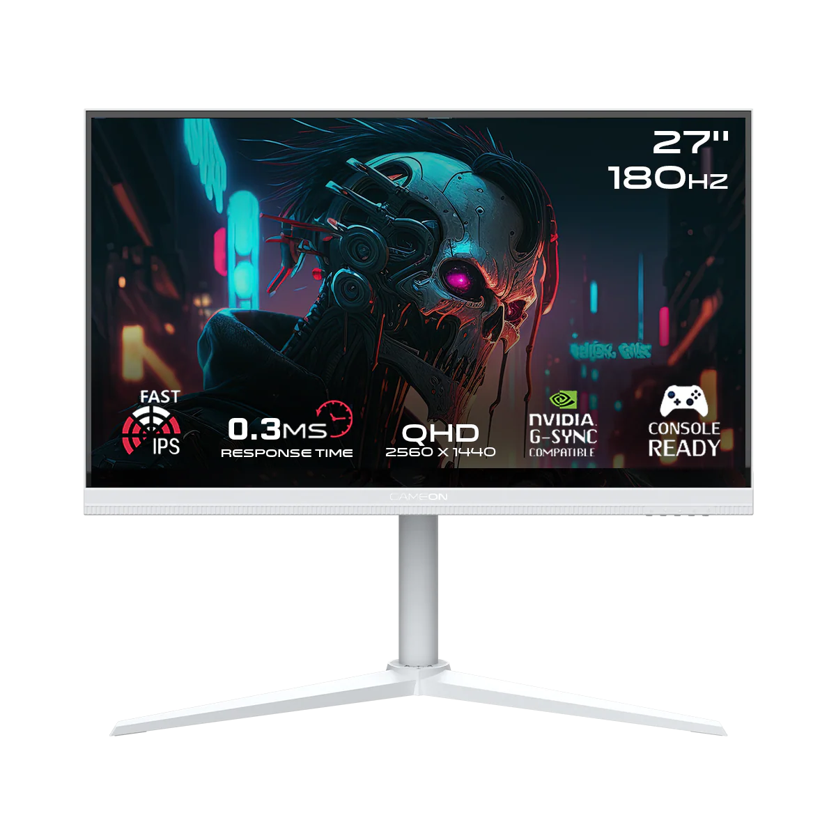 GAMEON GOA27QHD180IPS Artic Pro Series 27" QHD, 180Hz, MPRT 0.3ms, HDMI 2.1, Fast IPS Gaming Monitor (Supports PS5) - White - Desert Games