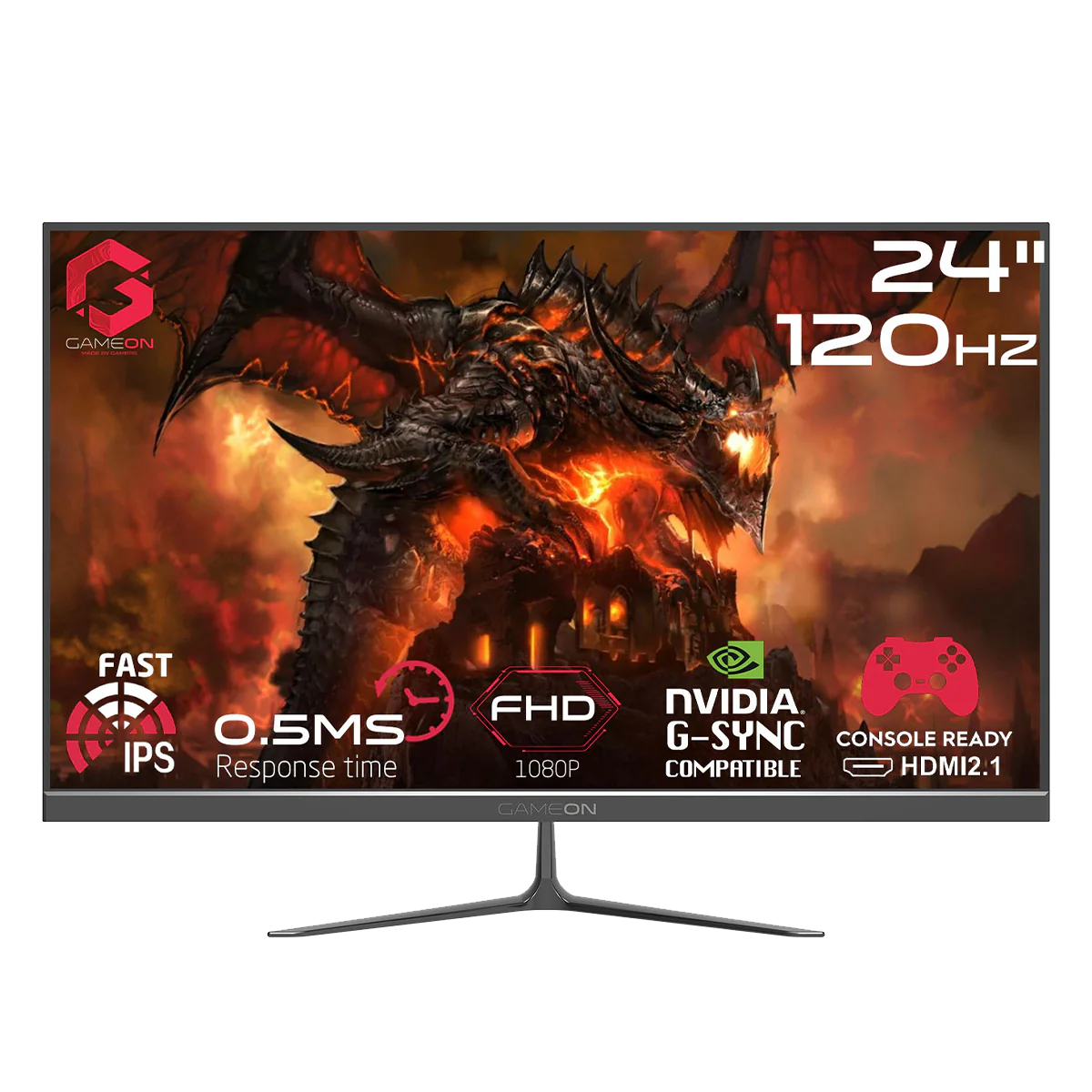 GAMEON GOES24FHD120IPS Essential Series 23.8" FHD, 120Hz, MPRT 0.5ms, HDMI 2.1, Fast IPS Gaming Monitor (Supports PS5) - Black - Desert Games