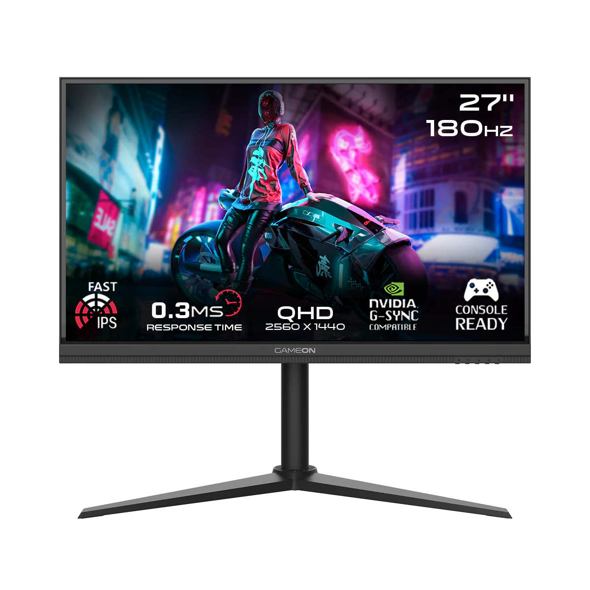 GAMEON GOM27QHD180IPS Midnight Pro Series 27" QHD, 180Hz, MPRT 0.3ms, HDMI 2.1, Fast IPS Gaming Monitor (Supports PS5) - Black - Desert Games