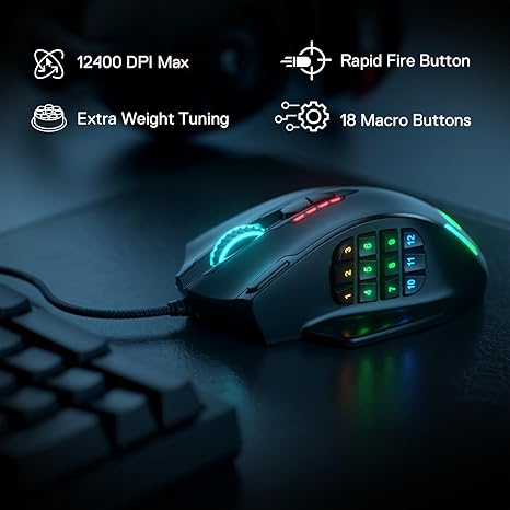 Redragon M908 Impact RGB LED MMO Gaming Mouse - Desert Games