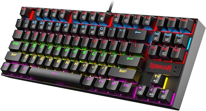 Redragon K552 Mechanical Gaming Keyboard, 87-Key Compact, LED Gaming Keyboard with Red Switches - Black - Desert Games