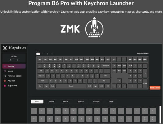 Keychron B6 Pro Wireless Keyboard, Full-Size, Ultra-Slim, English-Arabic Layout, Wireless, Space Grey B6P-K1-AR - Desert Games