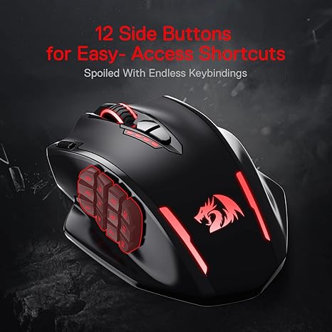 Redragon M913 Impact Elite Wireless Gaming Mouse, 16000 DPI Wired/Wireless RGB Mouse - Desert Games