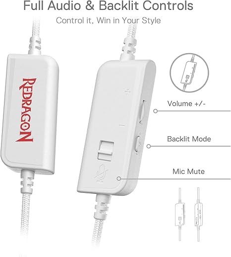 Redragon Pandora H350 RGB Wired Gaming Headset - White - Desert Games