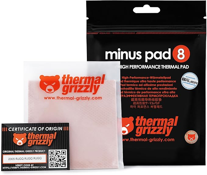 Thermal Grizzly - Minus Pad 8 (100x100x1.5mm) - Self-Adhesive Cooling Conductive Thermal Pad TG-MP8-100-100-15-1R - Desert Games