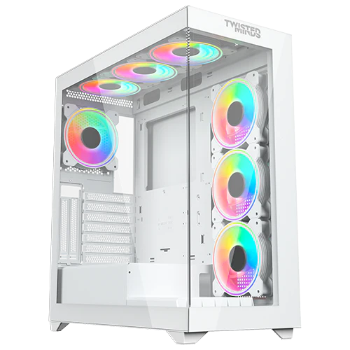 Twisted Minds Quantum Mid Tempered Glass Mid Tower Gaming Case - White - TM-TM-290XL-9-W - Desert Games