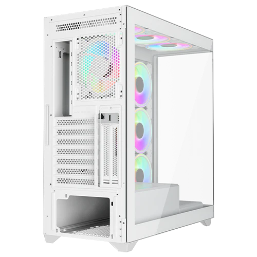 Twisted Minds Quantum Mid Tempered Glass Mid Tower Gaming Case - White - TM-TM-290XL-9-W - Desert Games