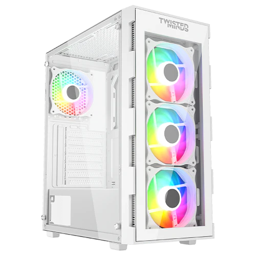 Twisted Minds Titan Glass Mid Tower Gaming Case - White TM-GM-III-W - Desert Games