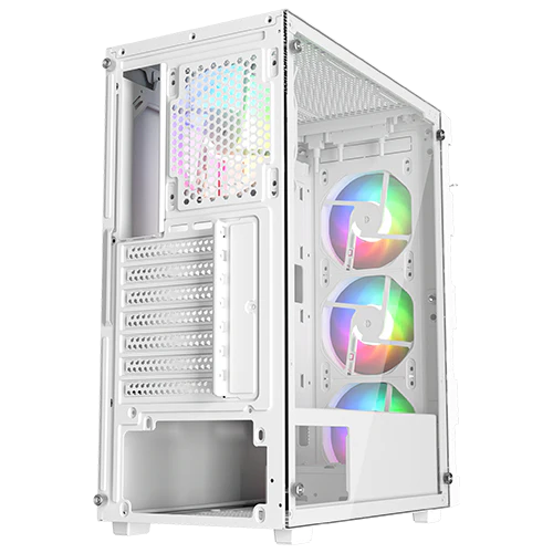 Twisted Minds Titan Glass Mid Tower Gaming Case - White TM-GM-III-W - Desert Games