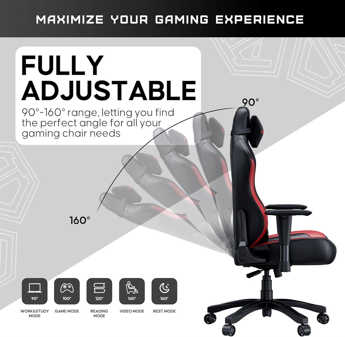 Anda Seat Luna Large Gaming Chair - Black / Red - Desert Games