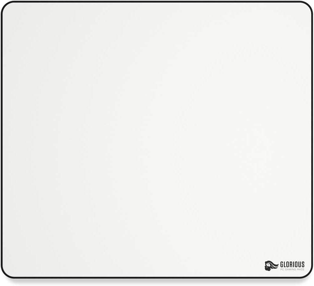 Glorious Large Gaming Mouse Pad/Mat, 16"x18" Size, For Desk / Rubber Base / Computer, With Stitched Edges, White | GW-XL - Desert Games
