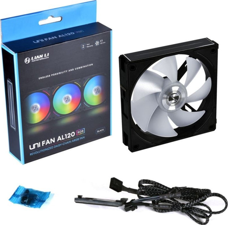 Lian Li UNI FAN AL120 Digital Addressable RGB 120 Fan, Single Pack, Black | G99.12AL1B.00 - Desert Games