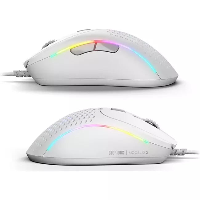 Glorious Model D 2 Wired Optical RGB Gaming Mouse - White | GLO-MS-DV2-MW - Desert Games