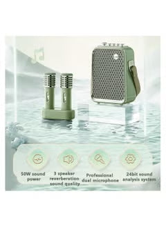 Divoom Songbird HQ - 50W Bluetooth Speaker with Karaoke Dual Wireless Microphones - Green - Desert Games