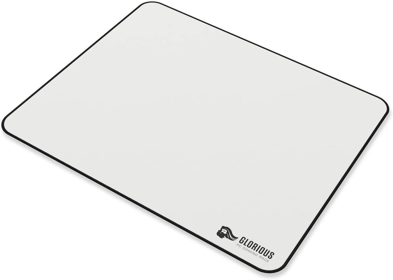 Glorious Large Gaming Mouse Pad, 11"x13" Size, For Desk / Rubber Base / Computer, With Stitched Edges, White | GW-L - Desert Games
