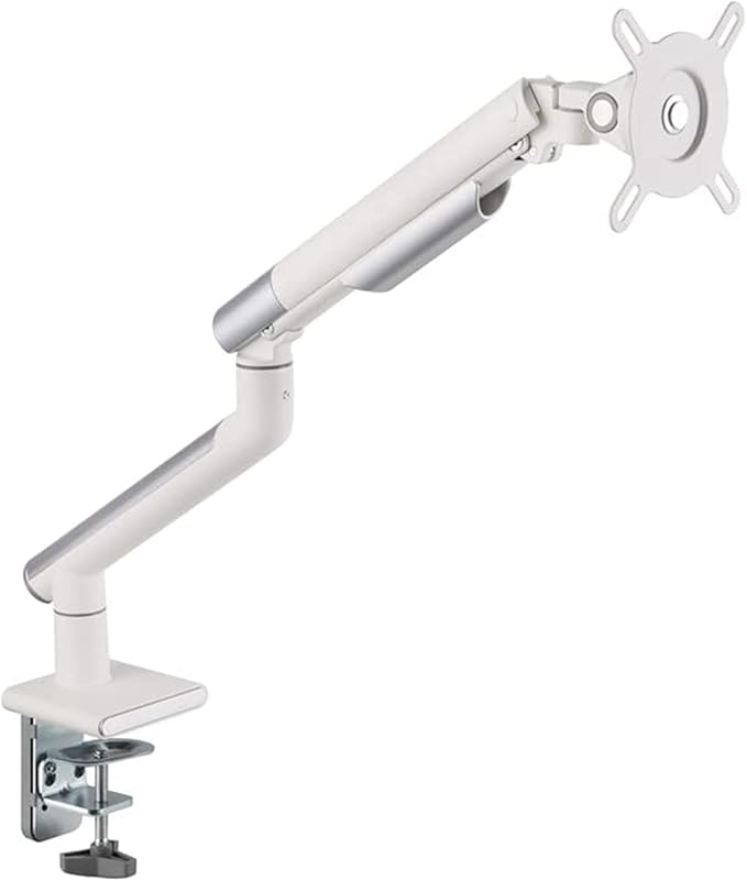 Twisted Minds Premium Aluminum Adjustable Single Monitor Desk Mount for 17 to 32 inch Computer Monitor, White - Desert Games