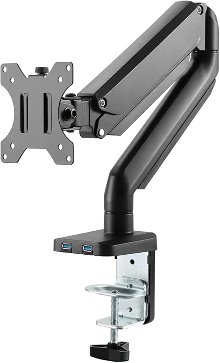 Twisted Minds 17"-32" Single Monitor Desk Mount - Adjustable Die-Cast Aluminum Gas Spring With USB 3.0- VESA/C-Clamp/Grommet/Cable Management - Desert Games
