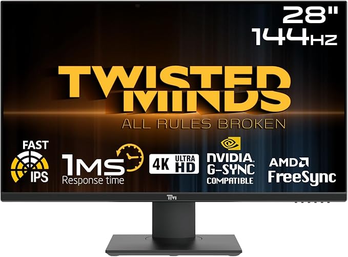 Twisted Minds 28" Uhd 144Hz Gaming Monitor-Fast Response Time 0.9Ms Led-3840*2160 Resolution Freesync And G-Sync Supported Monitor - Desert Games