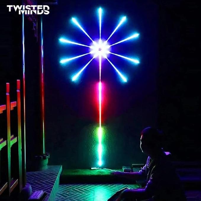 Twisted Minds Firework LED Lights USB Powered Room Decor, Music Sync LED Lights for Bedroom with Launch Burst Effect, RGB LED Strip Lights App and Remote Control - Desert Games