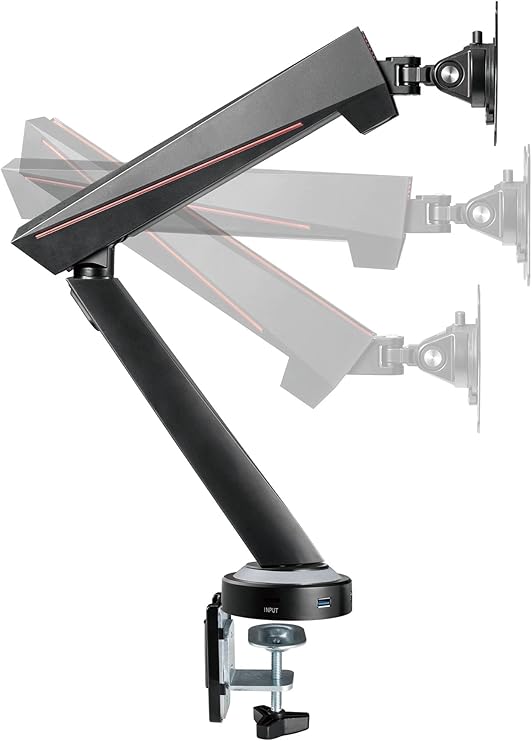 Twisted Mind Single RGB Monitor Mount, Spring-Assisted, Pro Gaming Monitor, Arm With Usb | LDT39-C012U - Desert Games