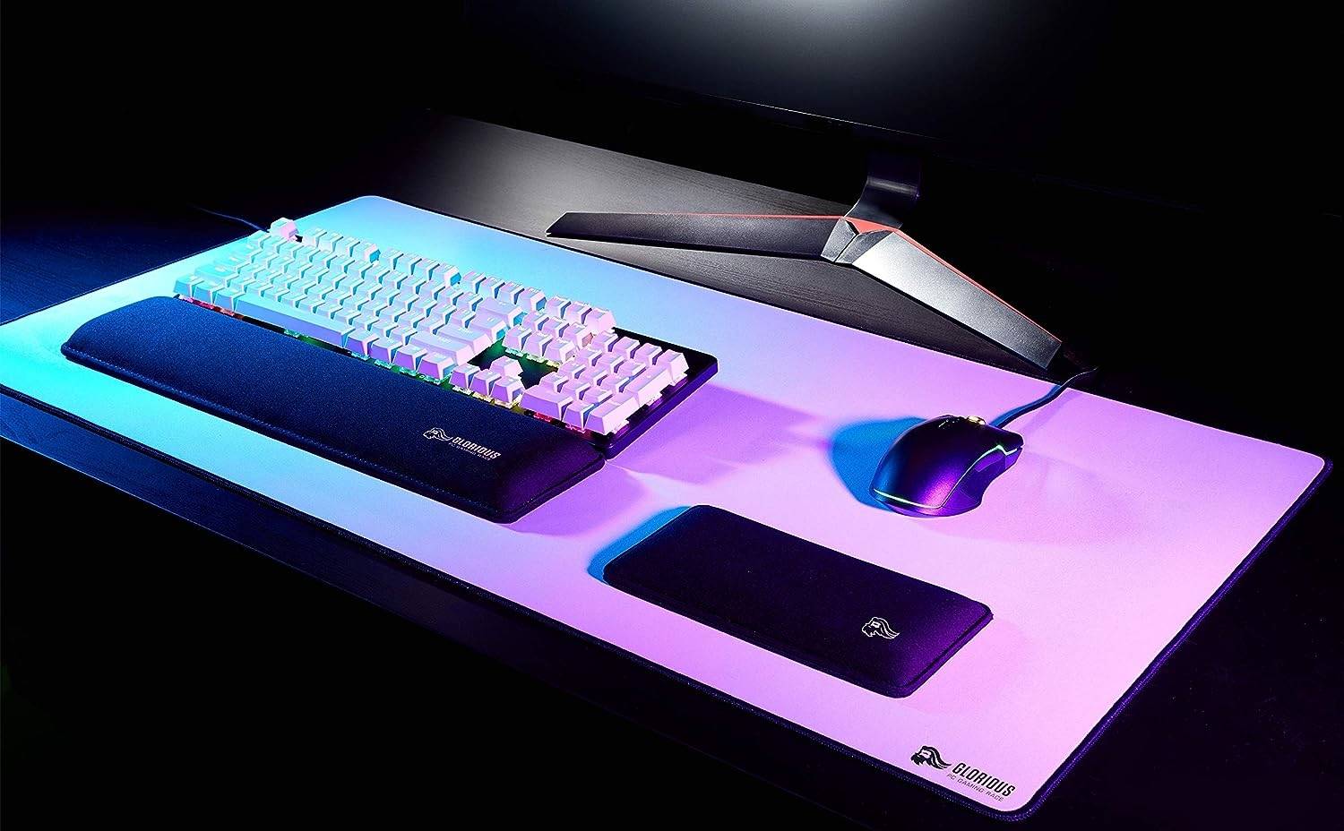 Glorious 3XL Extended Gaming Mouse Pad/Mat, 48x24'' Size, For Desk / Rubber Base / Computer, With Stitched Edges, White | GW-3XL - Desert Games