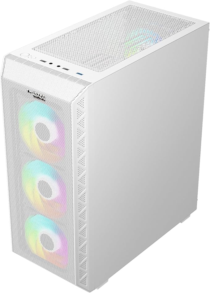Twisted Minds Apex - 03 Mid Tower Computer Gaming Case, Tempered Glass Panel, Mesh Front Panel, Supports upto 360mm Radiator, 140mm Fans, ATX/M-ATX/ITX Motherboard - White - Desert Games