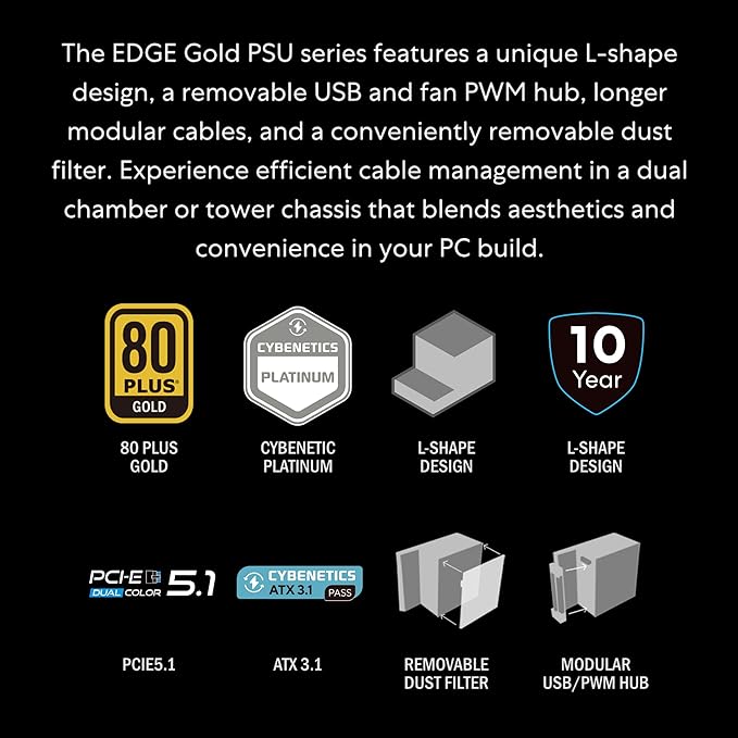 Lian Li EDGE 1000W 80 PLUS Platinum Full Modular ATX Power Supply – Black - Desert Games